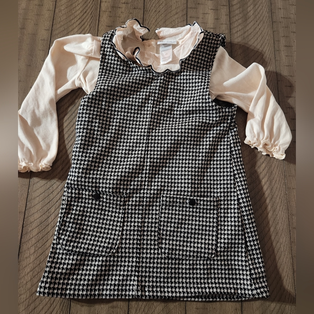 Nicole Miller Girls 4T Plaid Dress & Cream Undershirt